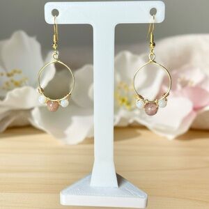 Wire Wrapped Gemstone Hoop Earrings